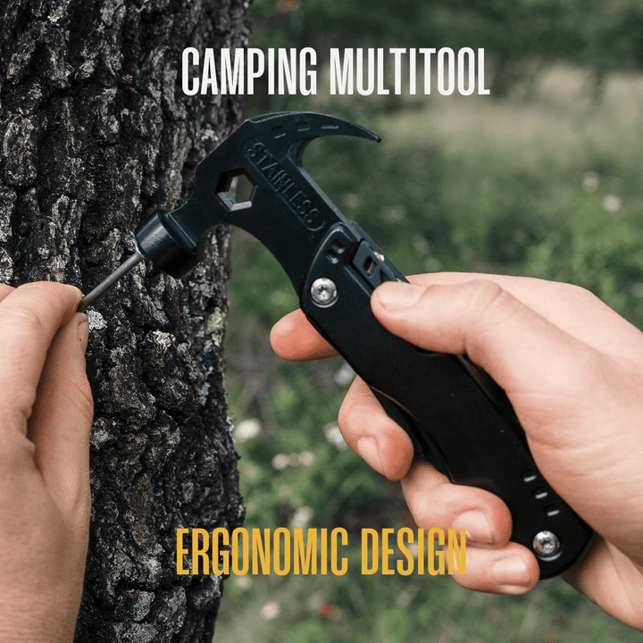 12-in-1 Multitool Camping Hammer Portable Survival Gear With Sheath