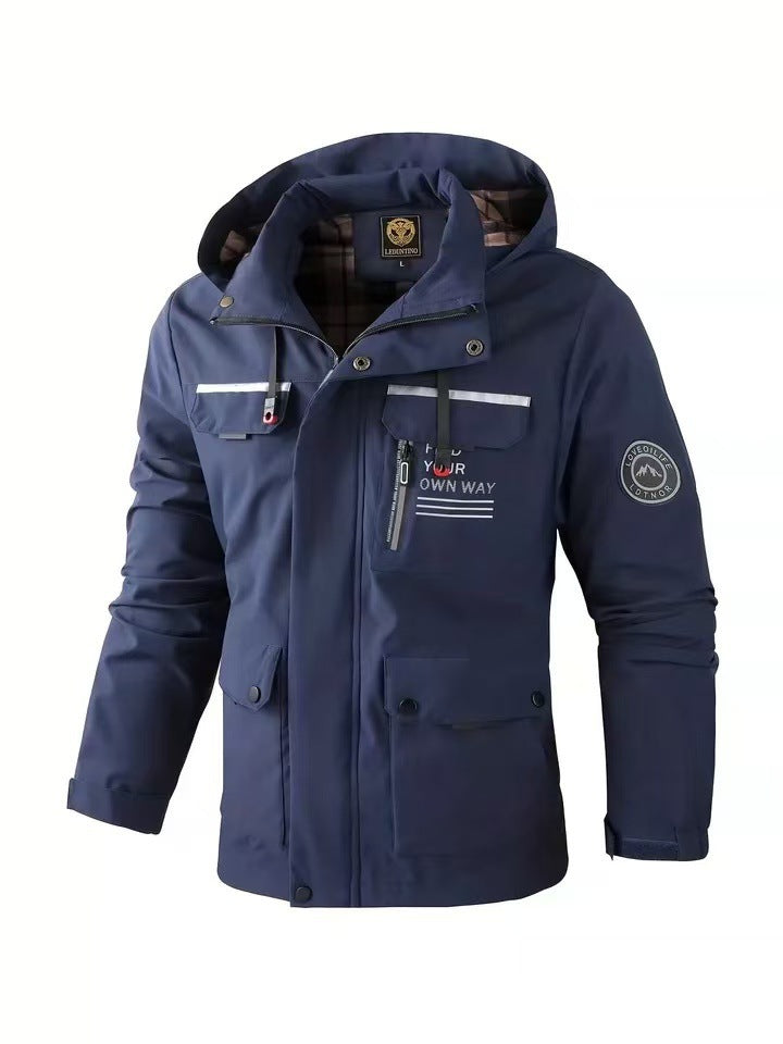 Men's Hooded Softshell Windbreaker - detail shot