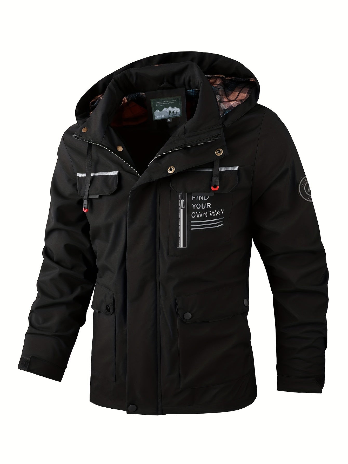 Men's Hooded Parka — Windproof Multi-Pocket - detail shot