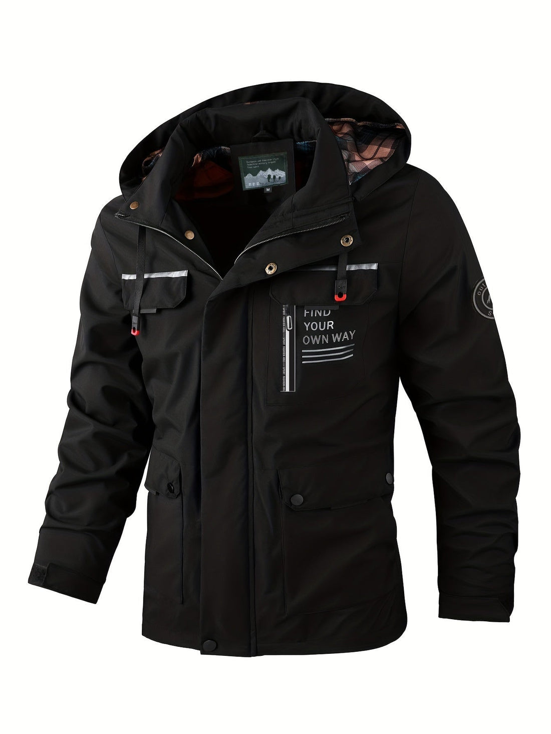 Men's Hooded Parka — Windproof Multi-Pocket - detail shot