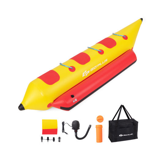 3-Person Inflatable Banana Boat With Pump Repair Kit Bag