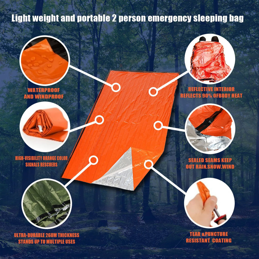 Thermal Mylar Emergency Sleeping Bag - view 6