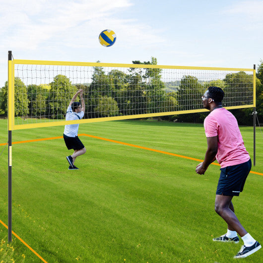Portable Outdoor Volleyball Net Set Heavy-Duty Volleyball Net System-Yellow