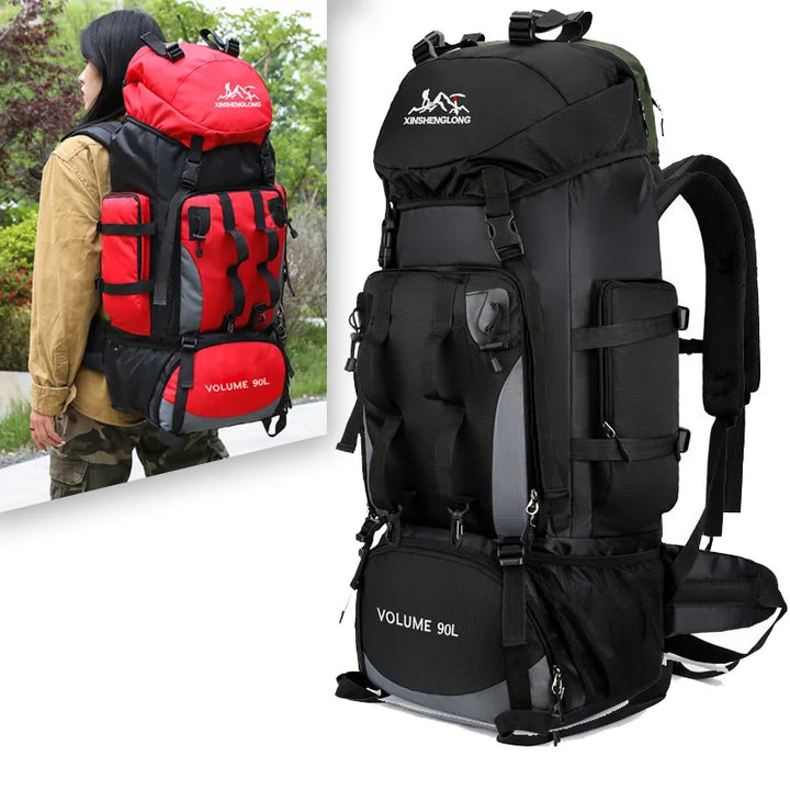 90L Waterproof Hiking Backpack Large Capacity Camping Travel Rucksack